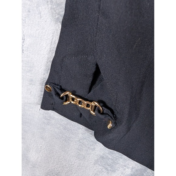 JM Collection Womens Black Cropped Trousers Gold Chain Hem Detail Size 12 - Picture 9 of 13